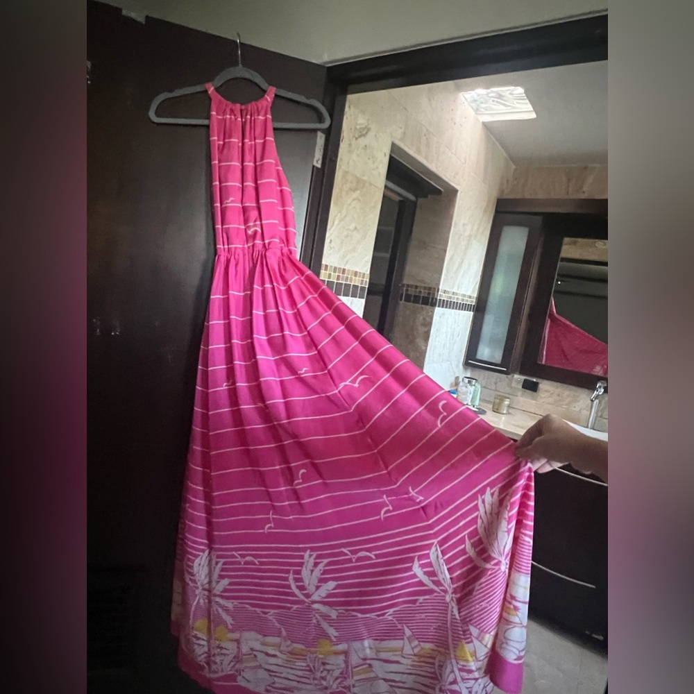 J. Crew Pink and White Maxi Dress